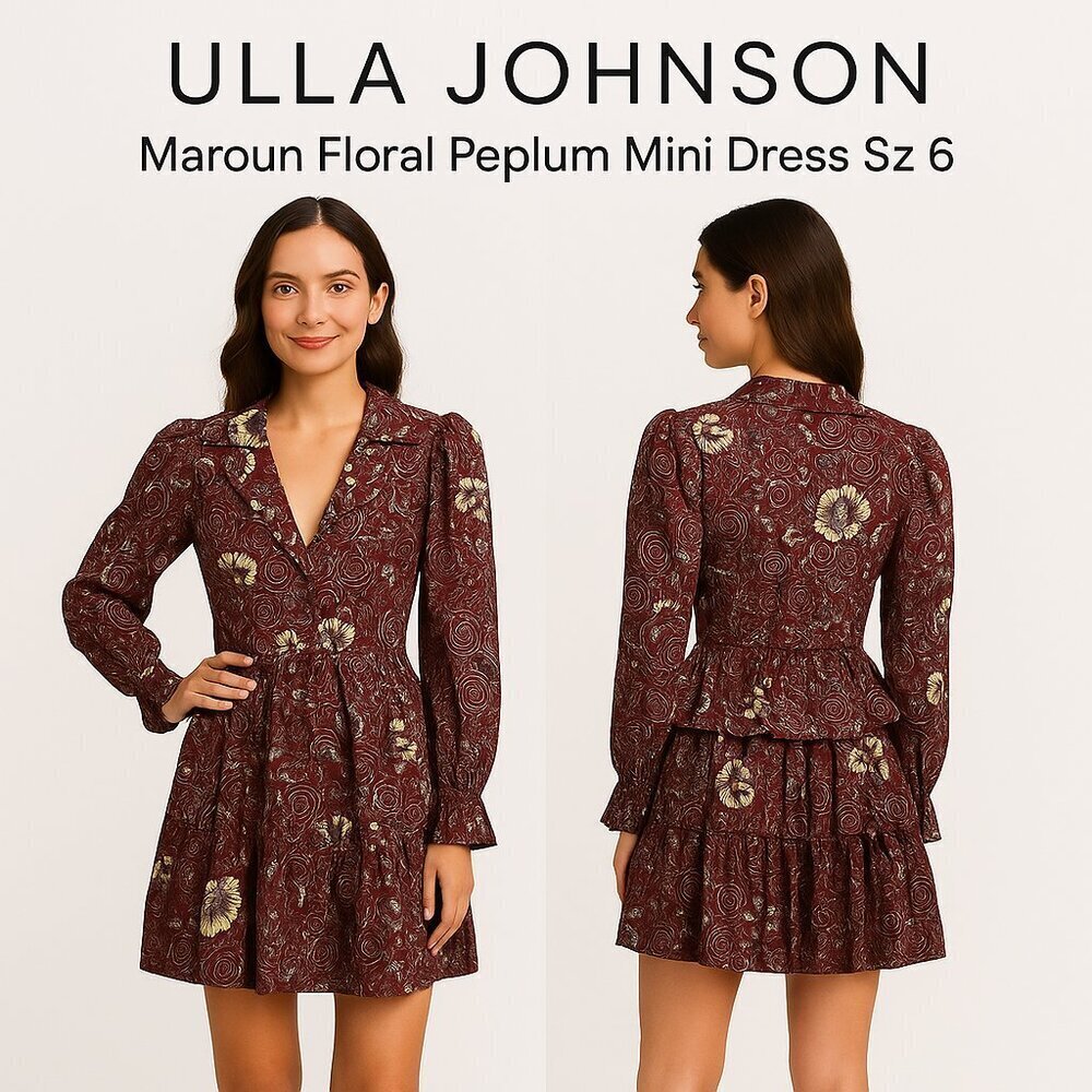 Ulla Johnson Lola Floral Tiered Minidress Heliotrope - Size 6